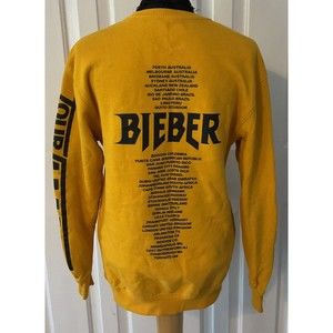 Justin Bieber -Team Bieber Purpose Tour Yellow/Black Sweatshirt Crewneck Size XS